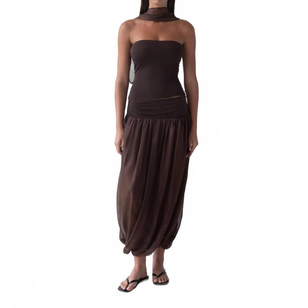 NEW BELLE ANNA meadow maxi skirt in brown